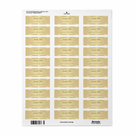 Calligrafie Script Text Faux Gold Sjabloon Elegant Etiket (Full Sheet)