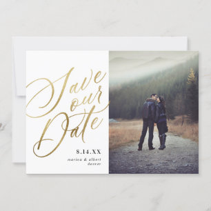 Calligrafie-script   White Gold   Foto Save The Date