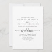 Calligrafie Silver Front & Back Wedding Kaart (Voorkant)