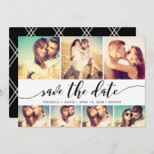 Calligrafie sparen Datum 7 de Collage van het Net  Save The Date (Voorkant / Achterkant)