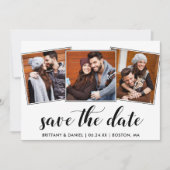 Calligrafie Sparen de Datum Verloving 3 Fotokaart Save The Date (Voorkant)