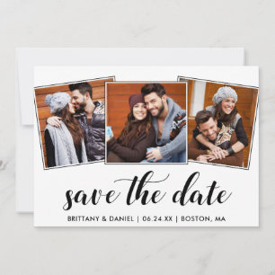 Calligrafie Sparen de Datum Verloving 3 Fotokaart Save The Date