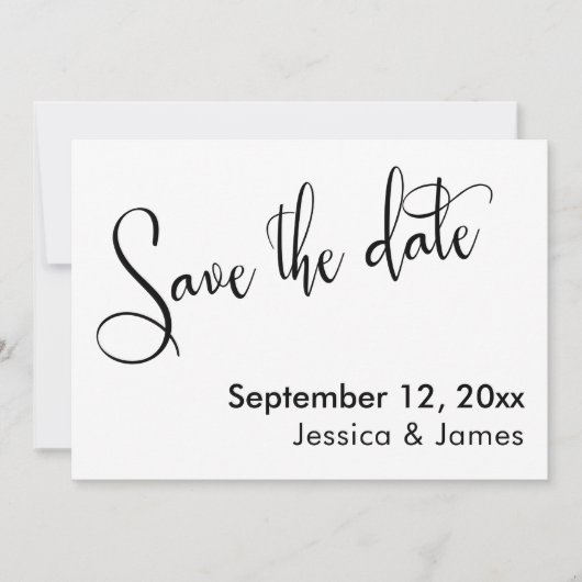 Calligrafie Sparen de Datum Zwart op Wit Save The Date (Voorkant)