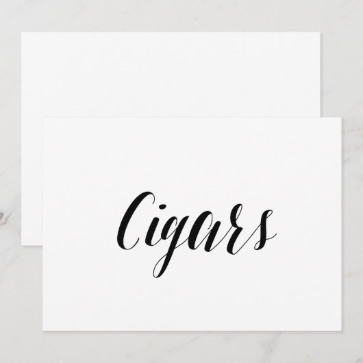 Calligrafie Stijl "Cigars" Wedding Sign Kaart (Voorkant / Achterkant)