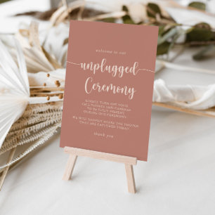 Calligrafie Terracotta Unplugged Ceremony Sign Poster