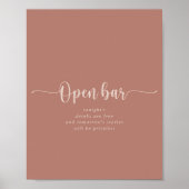 Calligrafie Terracotta Wedding Open Bar Poster (Voorkant)