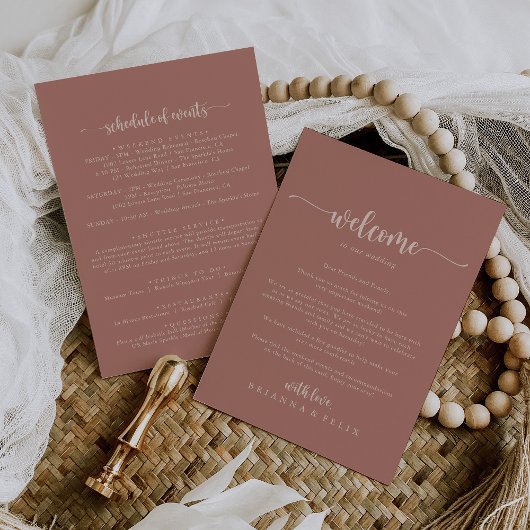 Calligrafie Terracotta Wedding Welcome Letter