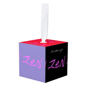 calligrafie Thunder_Cove roze/zwart Kubus Ornament