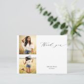 Calligrafie Twee Foto Afstuderen Dank u Briefkaart (Staand voorkant)