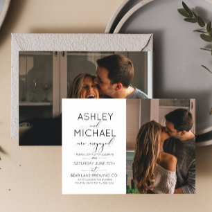 Calligrafie Typografie 2 Foto Engagement Party Kaart