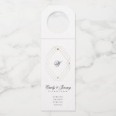Calligrafie Typografie Monogram Gold Deco Wedding Flessenhanger (Voorkant)