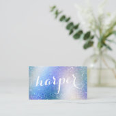 Calligrafie Unicorn Glitter Iridescent Holographic Visitekaartje (Staand voorkant)