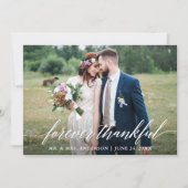 Calligrafie voor ooit Thankful Weddenschap 6 Foto Bedankkaart (Voorkant)