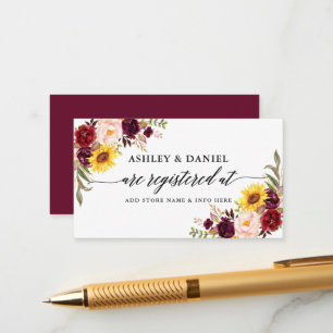 Calligrafie-Waterverf Floral Wedding Registry Informatiekaartje