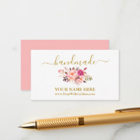 Calligrafie Waterverf Roze Floral Handmade Gold