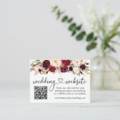 Calligrafie Web QR Burgundy Floral Informatiekaartje (Staand voorkant)