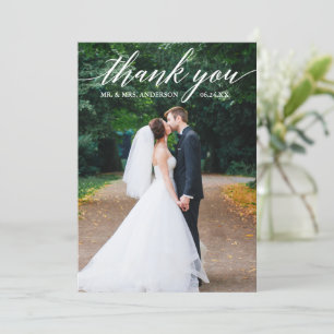 Calligrafie Weddenschap Foto Elegant Bedankkaart