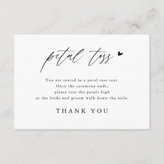 Calligrafie-weddenschap Verstuur Petal TossCards Informatiekaartje (Voorkant)