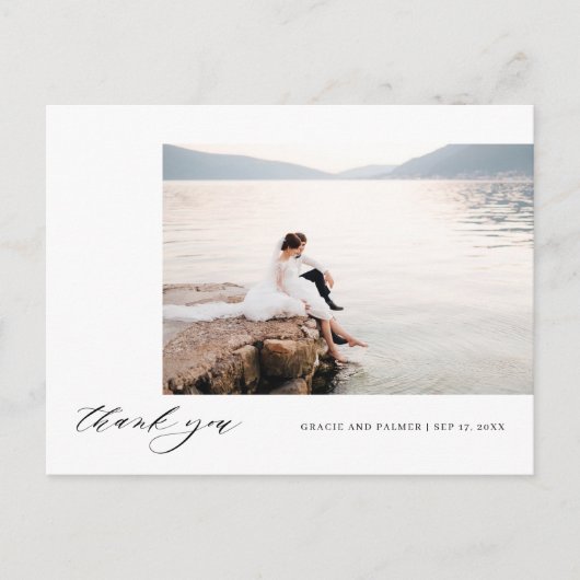 Calligrafie Wedding Hartelijk dank Foto Briefkaart (Voorkant)