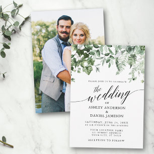 Calligrafie Wedding Ivy Sage Greenery Foto Kaart