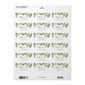 Calligrafie White Floral Greenery Wedding Etiket (Full Sheet)
