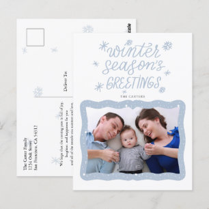 Calligrafie Winter Seizoen Groetings Foto Holiday Briefkaart