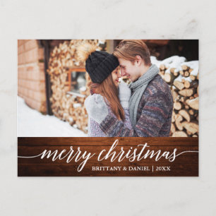 Calligrafie Wood Merry-kerstfeestfoto Briefkaart