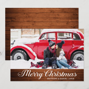 Calligrafie Wood Star Merry-kerstfoto Feestdagenkaart