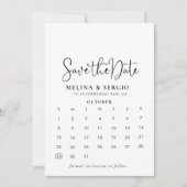 Calligrafie zwart en wit sparen de kalender van de save the date (Voorkant)