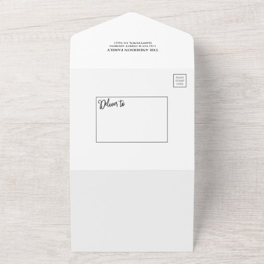  Calligrafiedrukverlichting in één vakantiekaart All In One Uitnodiging (Buitenkant)