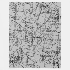 Calligrafiepatroon van zwarte handtekeningen op gr fleece deken