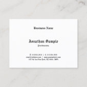 Calligrafiescript Black White Plain Retro Visitekaartje (Achterkant)