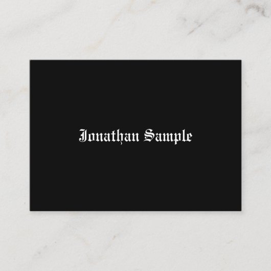 Calligrafiescript Black White Plain Retro Visitekaartje (Voorkant)