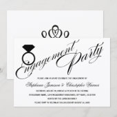 Calligrafiescript Diamond Ring Engagement Party Kaart (Voorkant / Achterkant)