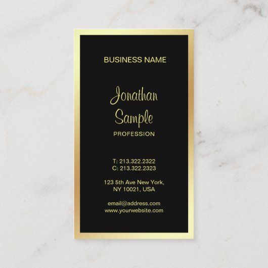 Calligrafiescript elegant Golden Plain Visitekaartje (Achterkant)