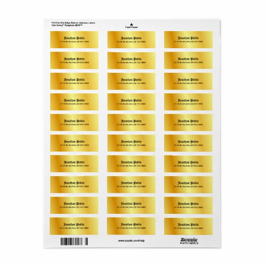 Calligrafiescript Faux Gold Elegant Sjabloon Etiket (Full Sheet)