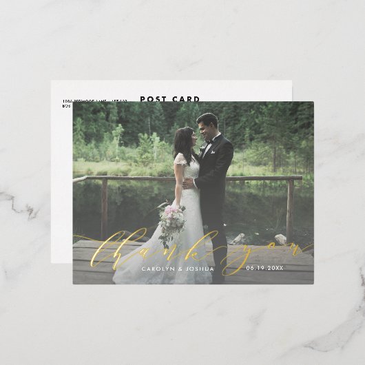 Calligrafiescript Foto bedankt Post Card Folie Uitnodiging Briefkaart (Voorkant / Achterkant)