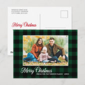 Calligrafiescript Foto groen geplakt kerstfeest Briefkaart (Voorkant / Achterkant)
