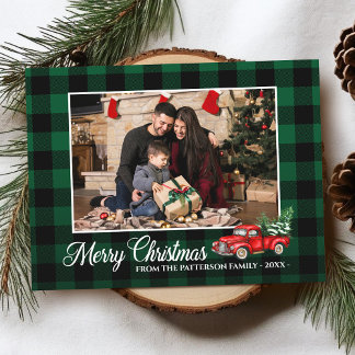 Calligrafiescript Foto groen geplakt rood vrachtwa Briefkaart