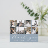 Calligrafiescript Foto Hartelijk dank Stusty Blue Briefkaart (Staand voorkant)