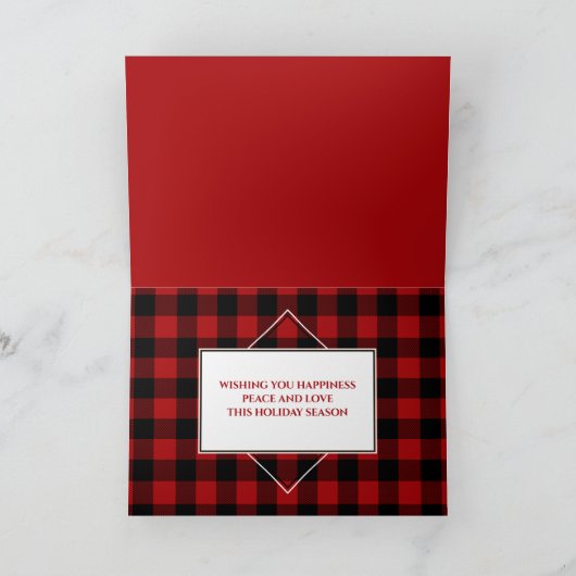 Calligrafiescript Foto Red Pset Tartan vouwd Feestdagen Kaart (Binnen)