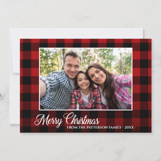 Calligrafiescript Foto rood met kerstmis Kaart (Voorkant)