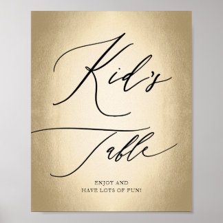 Calligrafiescript Gold Kind Tabelbruiloft Poster