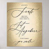 Calligrafiescript Gold Sit Anywhere Weddensign Poster (Voorkant)