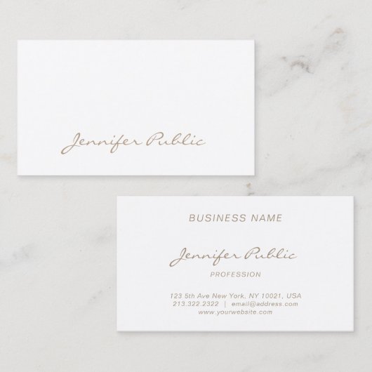 Calligrafiescript Modern Minimalist Plain Elegant Visitekaartje (Voorkant / Achterkant)