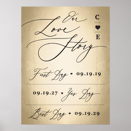 Calligrafiescript op ons liefdesverhaal-bruiloftsb poster (Voorkant)