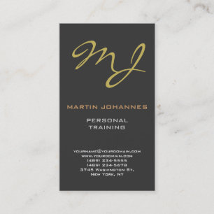 Calligrafisch Monogram Goud Grijs Visitekaartje