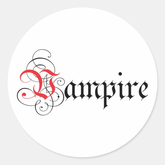 Calligrafisch Vampier Ronde Sticker (Voorkant)