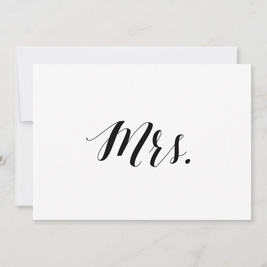 Calligrafische stijl "Mrs." Bodemonderteken voor b Kaart (Voorkant)