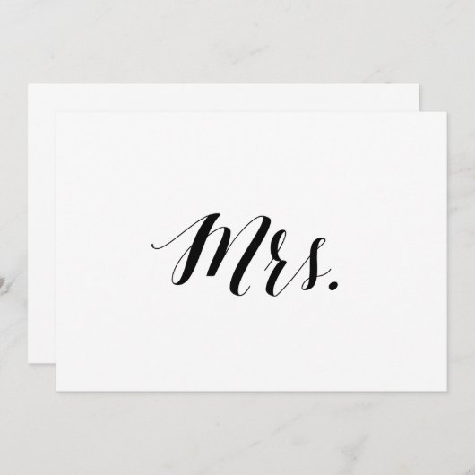 Calligrafische stijl "Mrs." Bodemonderteken voor b Kaart (Voorkant / Achterkant)